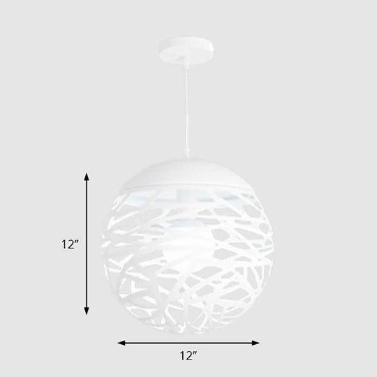 Contemporary Metallic Hollow Globe Pendant Light For Dining Tables - 1-Light