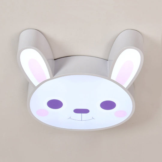 Bunny Girls Bedroom Ceiling Light - Acrylic Animal Fixture In White