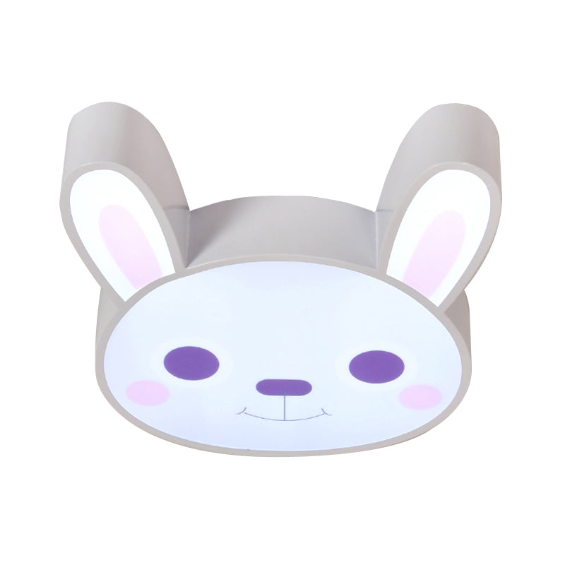 Bunny Girls Bedroom Ceiling Light - Acrylic Animal Fixture In White