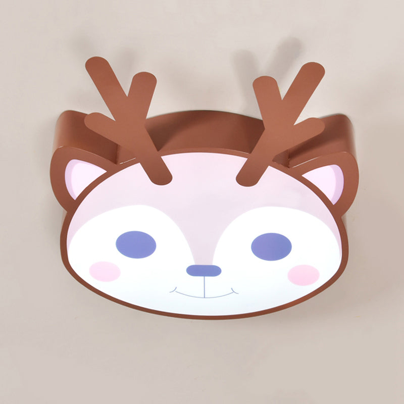 Sleek Sika Deer Flush Mount Ceiling Light - Perfect For Childs Bedroom Brown