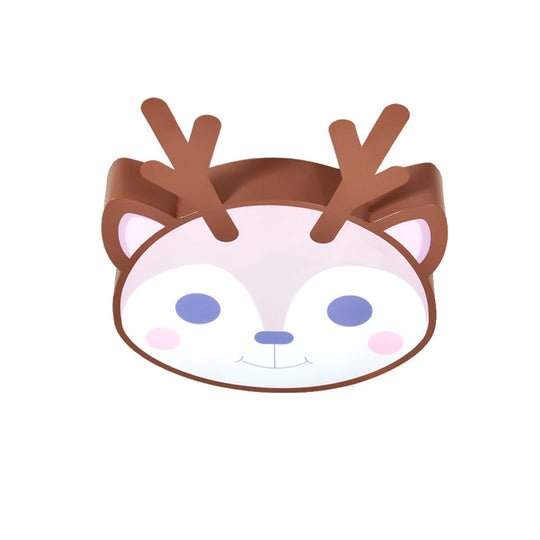Sleek Sika Deer Flush Mount Ceiling Light - Perfect For Child’s Bedroom Brown