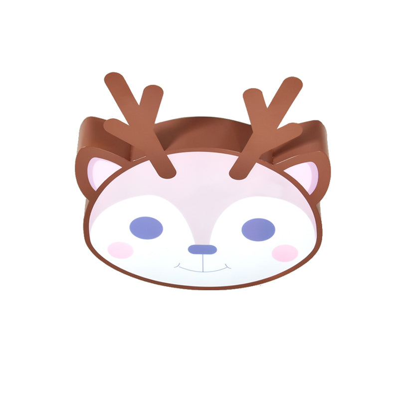 Sleek Sika Deer Flush Mount Ceiling Light - Perfect For Childs Bedroom Brown