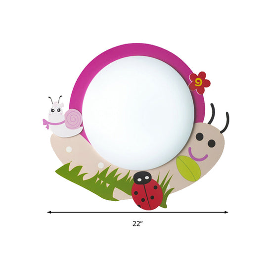 Cartoon Pink Snail Ceiling Light: Fun Metal & Acrylic Flush Mount For Girls Bedrooms