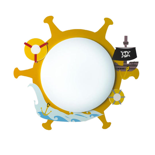 Acrylic Nautical Ship Flush Ceiling Light For Child’s Bedroom In Yellow