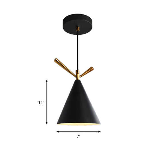 Nordic Style Cone Pendant Light For Restaurant/Coffee Shop - 1-Light Hanging Lamp