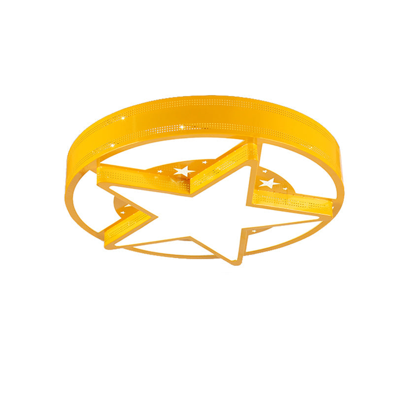 Modern Star Metal & Acrylic Bathroom Ceiling Light - Circle Flush Mount Lamp