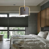Stylish Macaron 1-Light Hanging Light: Metallic Gray/White Shade Suspension Lamp For Dining Room