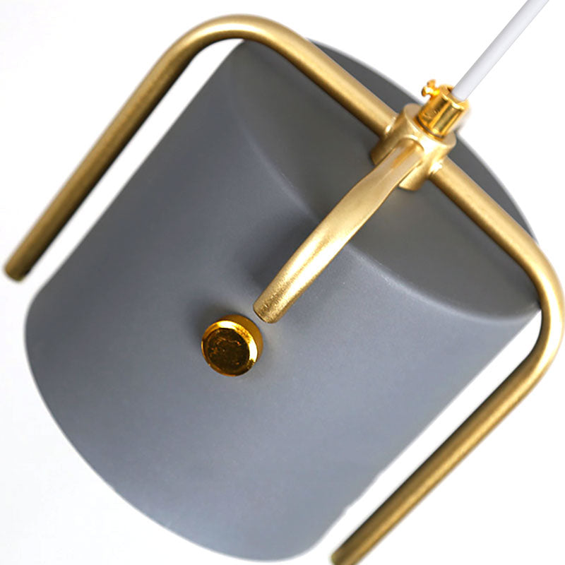 Stylish Macaron 1-Light Hanging Light: Metallic Gray/White Shade Suspension Lamp For Dining Room