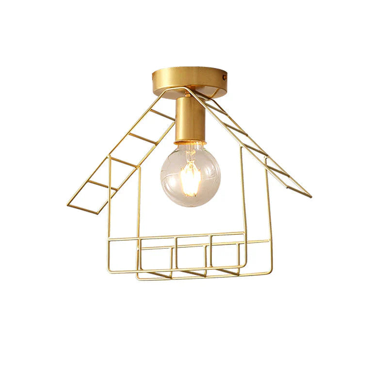 American All-Copper Balcony Ceiling Lamp