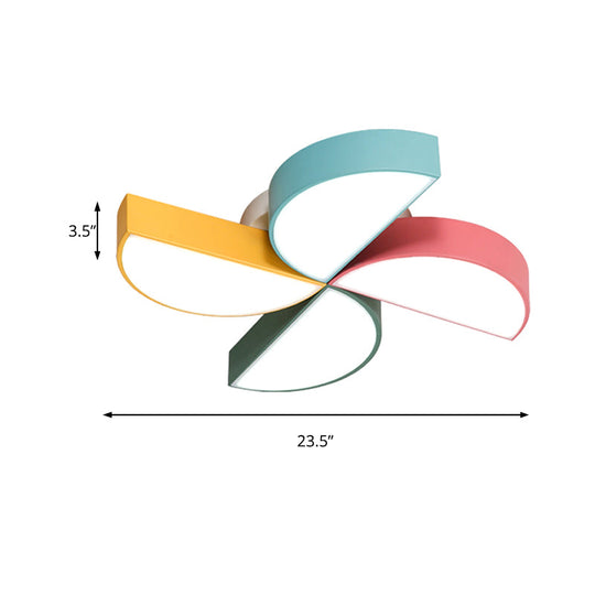 Cartoon Windmill Nursery Ceiling Light In Multi-Color Metal Flush Mount