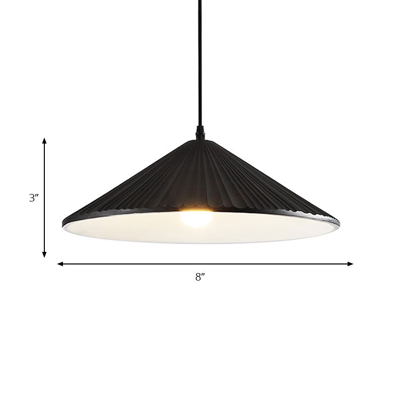 Modern Hat Ceiling Pendant Light Resin 1 Light 8’’/12.5’’/16’’ Dia Grey/White/Black