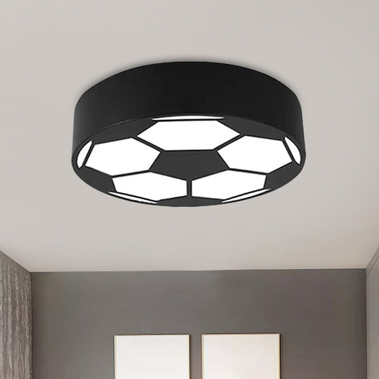 Colorful Football Flushmount Childrens Led Ceiling Light With Acrylic Shade Black