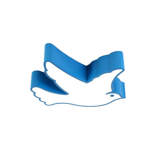 Kid’s Flying Pigeon Led Flush Mount Ceiling Fixture - White/Red/Yellow