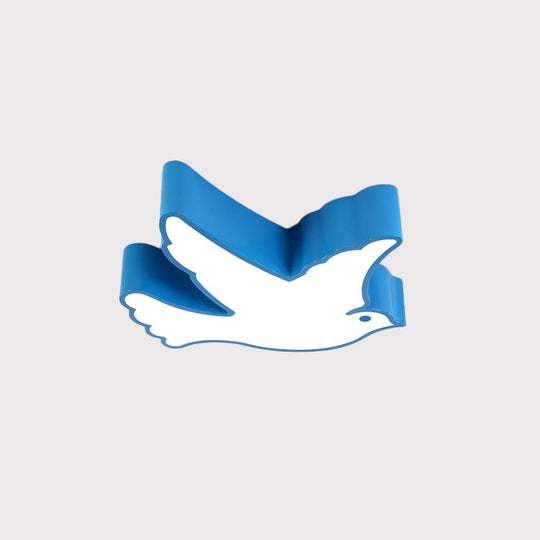 Kid’s Flying Pigeon Led Flush Mount Ceiling Fixture - White/Red/Yellow