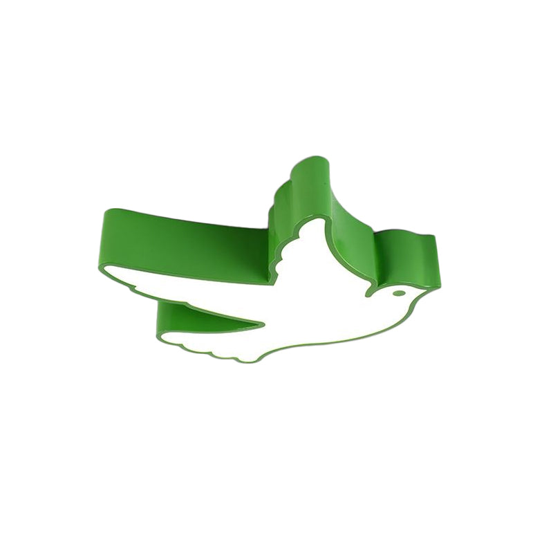 Kid’s Flying Pigeon Led Flush Mount Ceiling Fixture - White/Red/Yellow