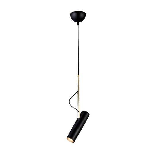 Metallic Cylinder Mini Pendant Light Fixture - Black/White With Warm/White Option
