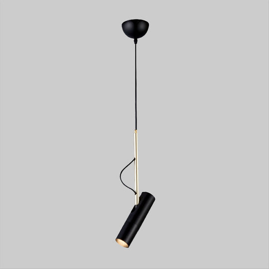 Minimalist Cylinder Metallic Pendant Light Fixture - 1 Bulb Black/White Warm/White