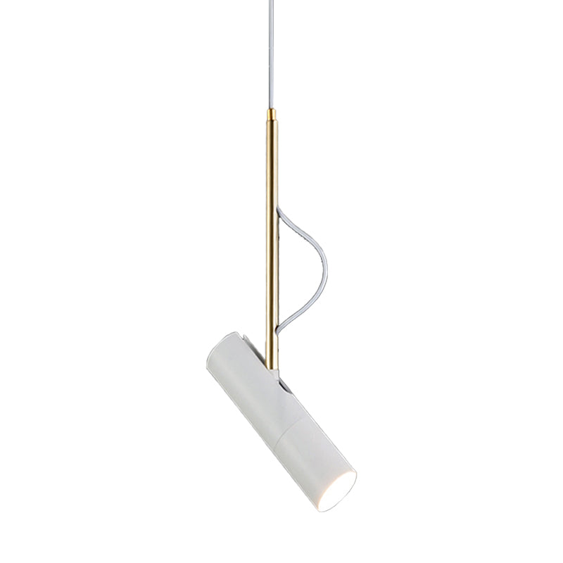 Metallic Cylinder Mini Pendant Light Fixture - Black/White With Warm/White Option