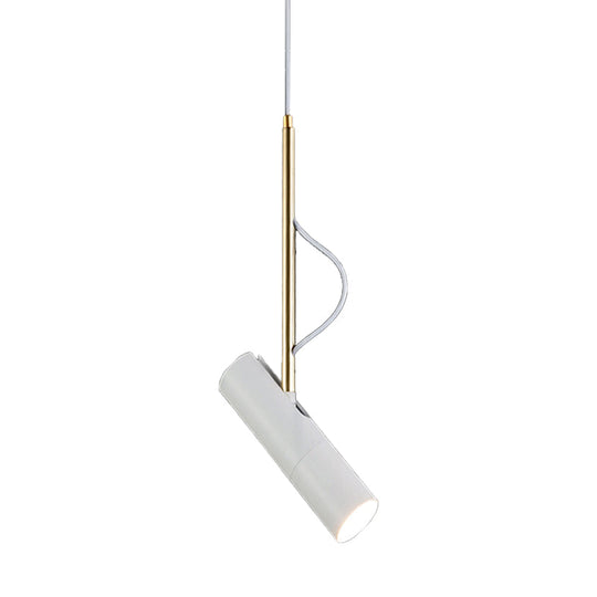 Metallic Cylinder Mini Pendant Light Fixture - Black/White With Warm/White Option