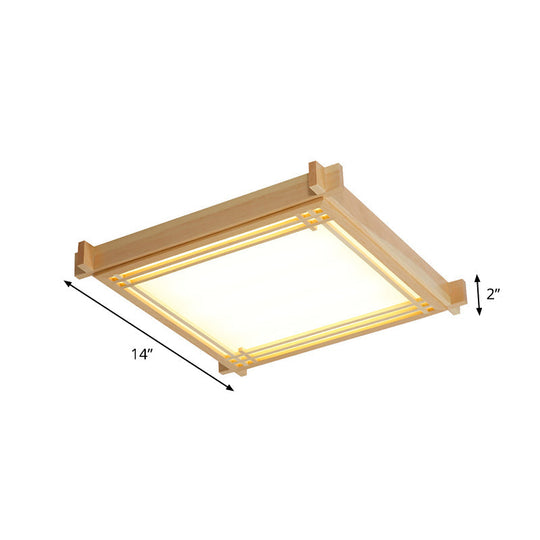 Minimalist Wood Oblong Led Ceiling Light In Beige - 3 Sizes (14’/19.5’/23’) Warm/White