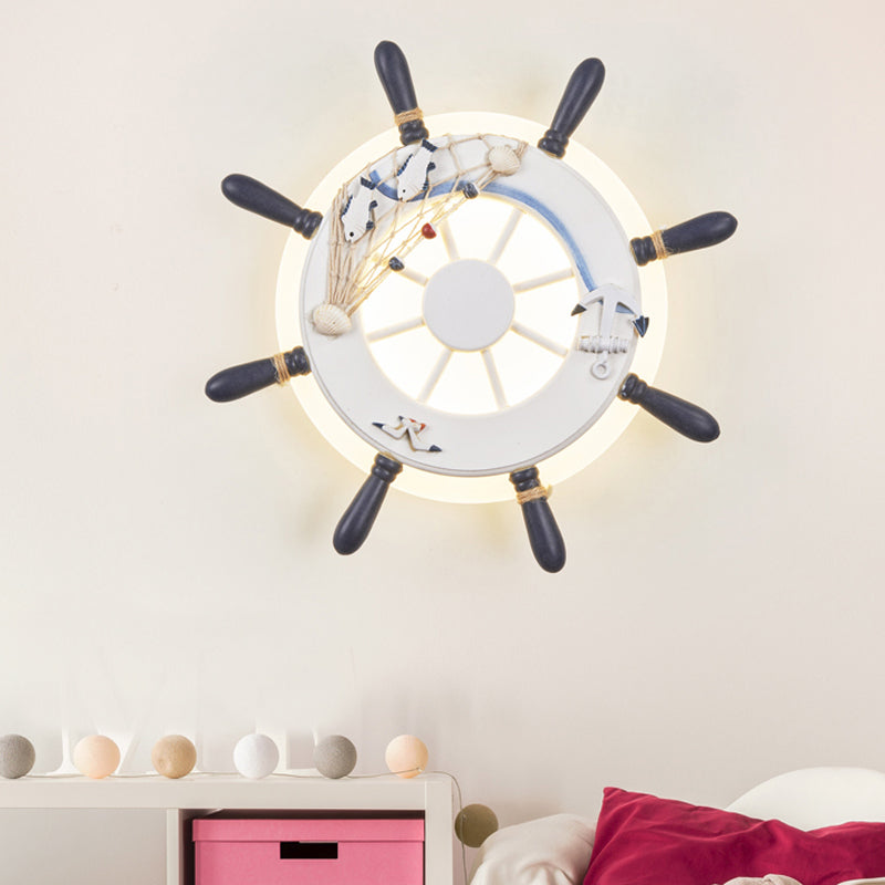 Rudder Bedside Wall Lamp - Acrylic Led Creative Lighting In Light Blue/White White