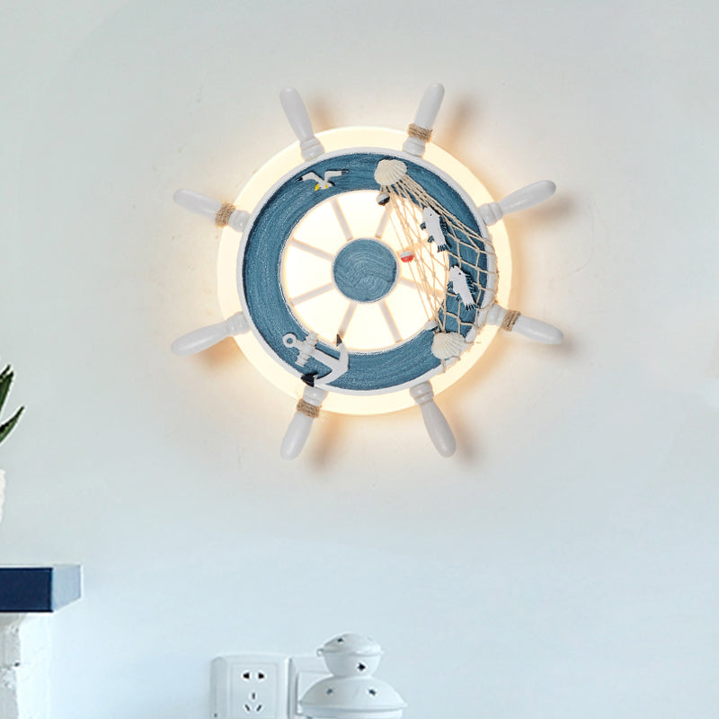 Rudder Bedside Wall Lamp - Acrylic Led Creative Lighting In Light Blue/White Blue