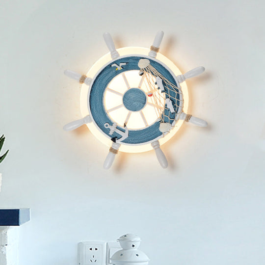 Rudder Bedside Wall Lamp - Acrylic Led Creative Lighting In Light Blue/White Blue