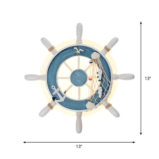 Rudder Bedside Wall Lamp - Acrylic Led Creative Lighting In Light Blue/White