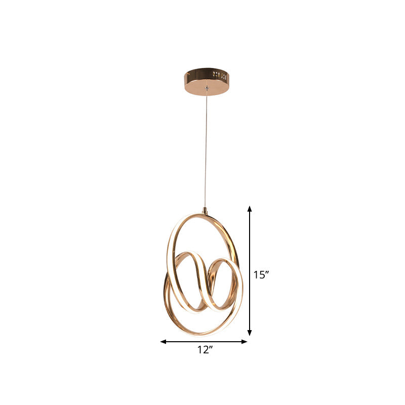 Twining Aluminum Led Pendant Ceiling Light In Simplicity Rose Gold - Warm/White