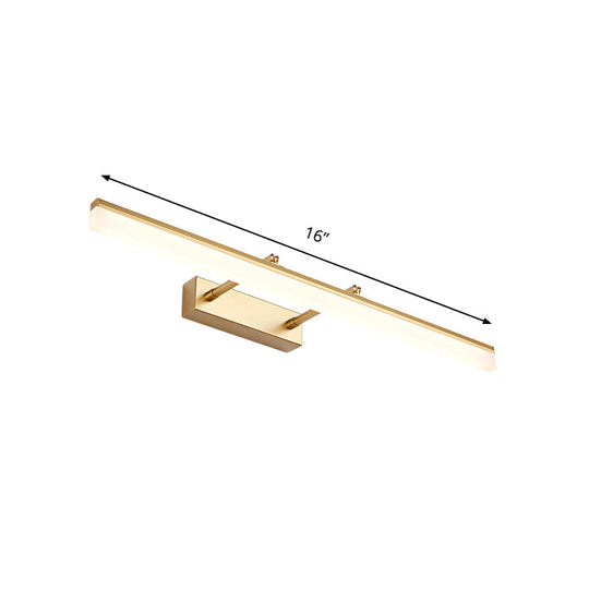 Modern Linear Acrylic Vanity Lamp: 16/19.5 Led Gold Wall Lighting Fixture