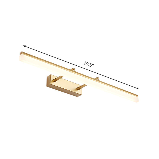 Modern Linear Acrylic Vanity Lamp: 16/19.5 Led Gold Wall Lighting Fixture