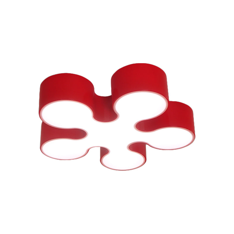 Children’s Led Blossom Ceiling Light In Blue/Red/Yellow - Acrylic Flush Mount