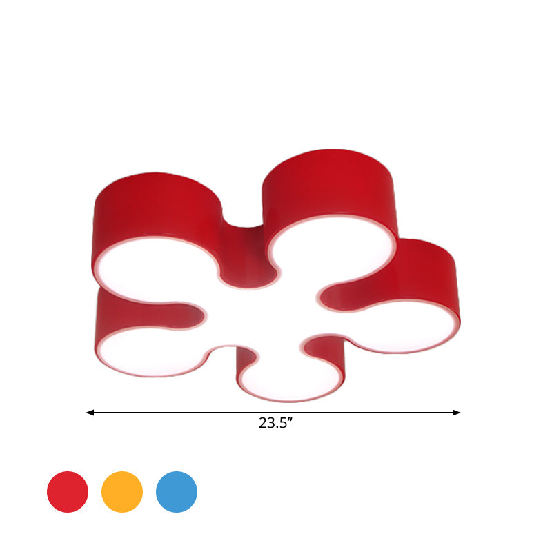 Children’s Led Blossom Ceiling Light In Blue/Red/Yellow - Acrylic Flush Mount