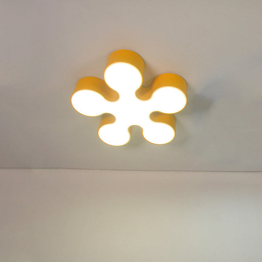 Children’s Led Blossom Ceiling Light In Blue/Red/Yellow - Acrylic Flush Mount