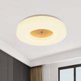 W Led Bedroom Ceiling Lamp With Hollow Drum Acrylic Shade - Modern White Flush Mount In