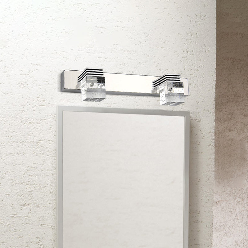 Modern Chrome Vanity Light Fixture With Clear Crystal Accents - 2/3 Bulbs Warm/White 2 / Warm