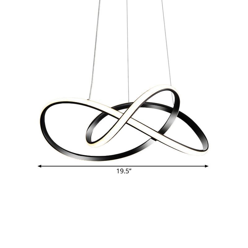 Minimalist Metallic Led Pendant Chandelier - Knotting Ceiling Light For Restaurants (Black)