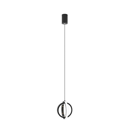 Modern Led Pendant Light With Crossed Ring Design - Black/White Metallic Shade In Warm/White