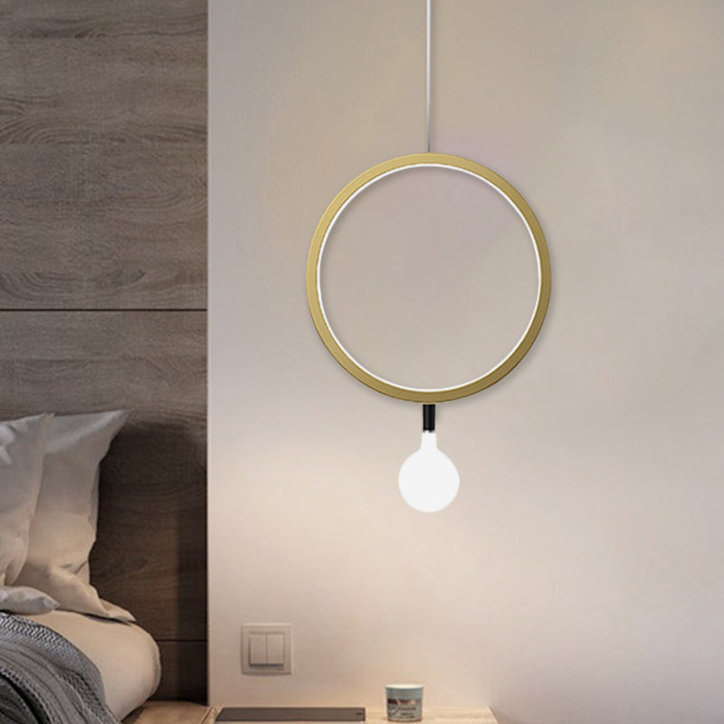 Minimal Aluminum Led Pendant Lamp With Milk Glass Shade - Warm/White Light