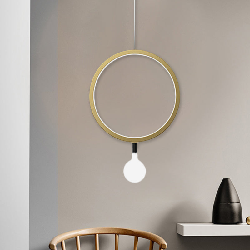 Minimal Aluminum Led Pendant Lamp With Milk Glass Shade - Warm/White Light