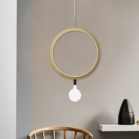 Minimal Aluminum Led Pendant Lamp With Milk Glass Shade - Warm/White Light
