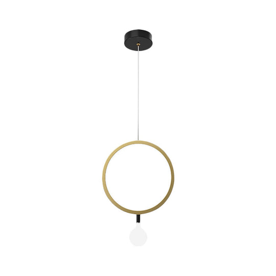 Minimal Led Hanging Lamp In Brass With Milk Glass Shade For Bedside Warm/White Light - Round/Rhombus
