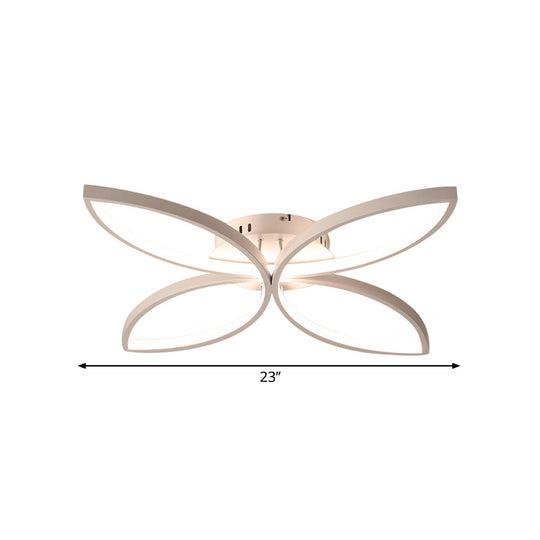 Clover Metallic Led Ceiling Light In Warm/White - Modern Semi Flush Mount 23’/29’ Wide