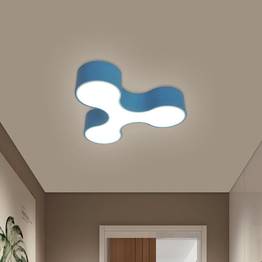 Macaroon Nursery Led Ceiling Light Fixture In White/Yellow/Blue With Acrylic Y - Shaped Shade