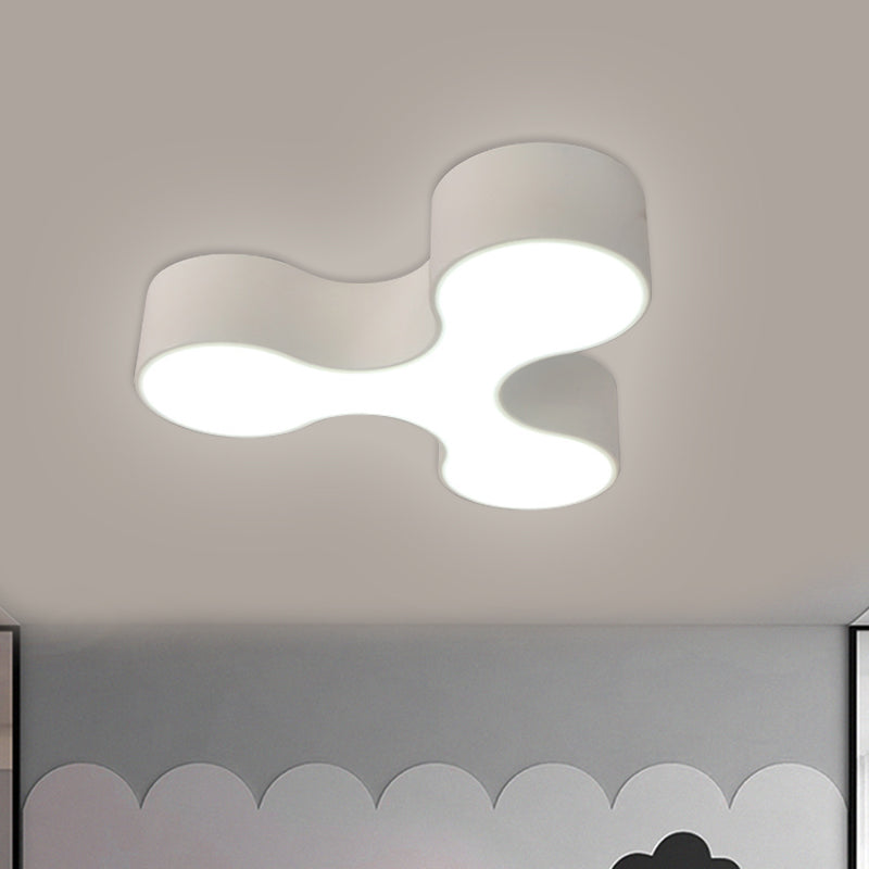 Macaroon Nursery Led Ceiling Light Fixture In White/Yellow/Blue With Acrylic Y - Shaped Shade