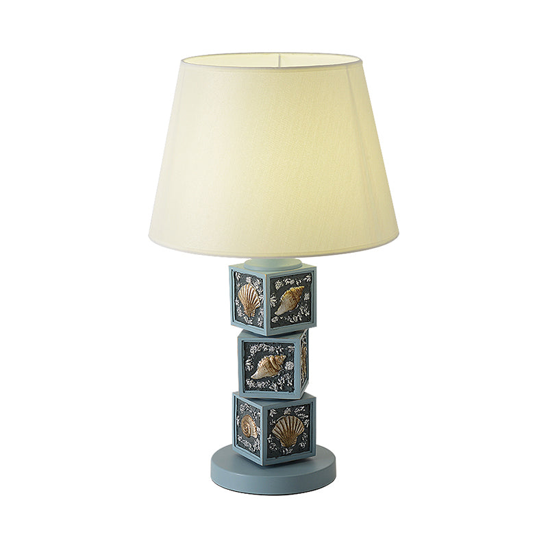 Riley - Resin Stacked Cube Desk Lighting Mediterranean 1 Bulb Light/Sky Blue Night Lamp With Barrel