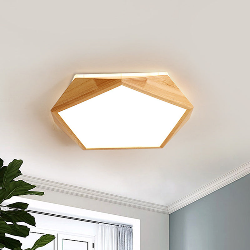 Modernist Pentagon Led Flush Mount Lamp In Beige Warm/White Light - 16.5’/20.5’ Wide Ideal For