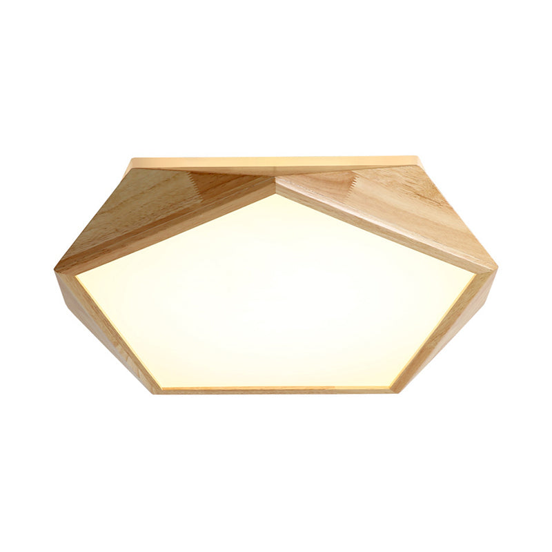 Modernist Pentagon Led Flush Mount Lamp In Beige Warm/White Light - 16.5’/20.5’ Wide Ideal For