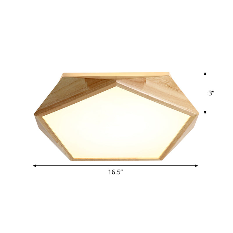 Modernist Pentagon Led Flush Mount Lamp In Beige Warm/White Light - 16.5’/20.5’ Wide Ideal For