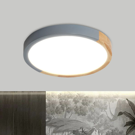 Modernist Metal Led Flush Mount Light In Beige - Circular Close To Ceiling Lighting 12’/15’/19’ Wide